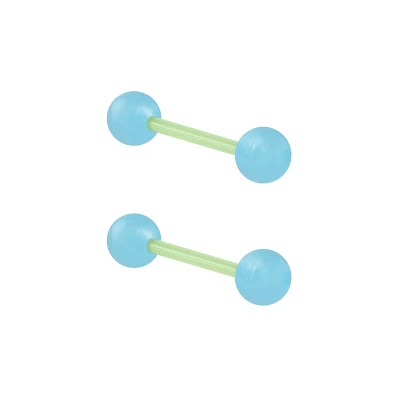 Glow in the Dark Blue and Green Bioflex Acrylic Barbells - 14 Gauge