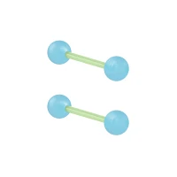 Glow in the Dark Blue and Green Bioflex Acrylic Barbells - 14 Gauge