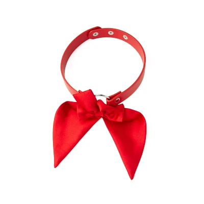 Red Oversized Bow Choker Necklace