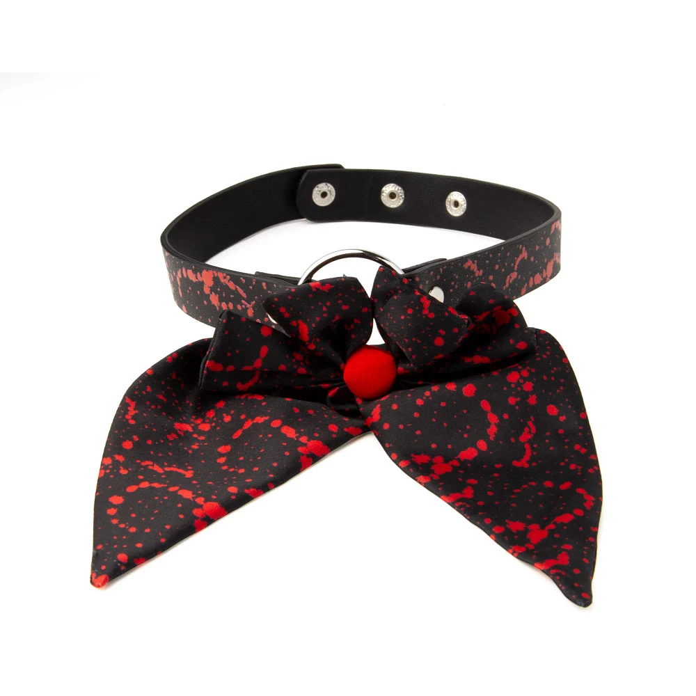 Blood Splatter Oversized Bow Choker Necklace