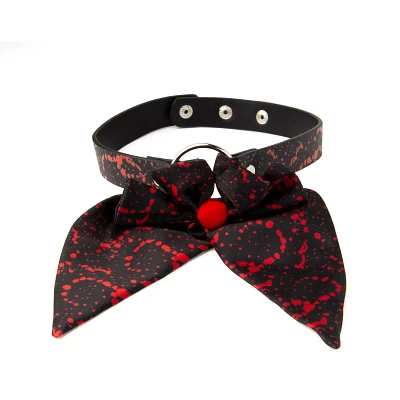 Blood Splatter Oversized Bow Choker Necklace