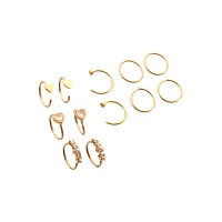 Multi-Pack CZ Goldplated Heart Hoop Nose Ring 12 Pack - 20 Gauge