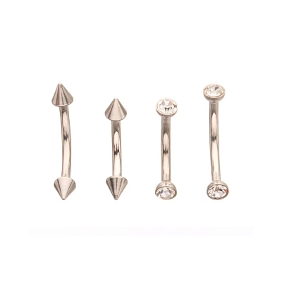 Multi-Pack Silver Spiked Vertical Labrets 4 Pack - 16 Gauge