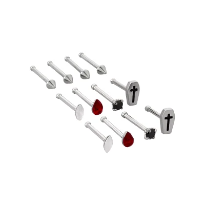 Multi-Pack Gothic Nose Pins 12 Pack - 20 Gauge