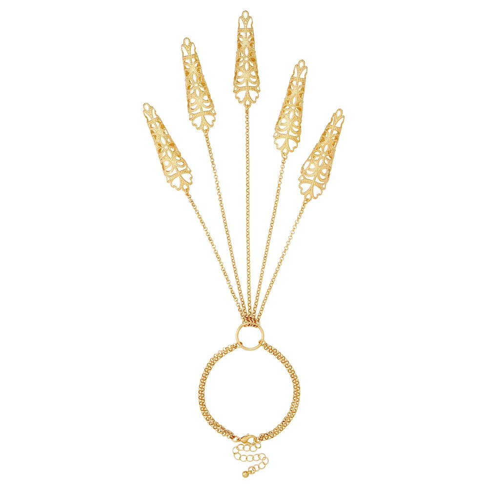 Goldtone Fingertip Hand Chain Bracelet