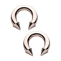 Spike Horseshoe Silver-Tone Rings - 2 Pack