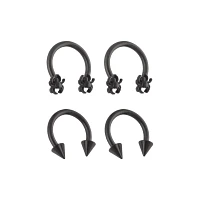 Multi-Pack Spiked Spider Horseshoe Rings 2 Pair - 14 Gauge