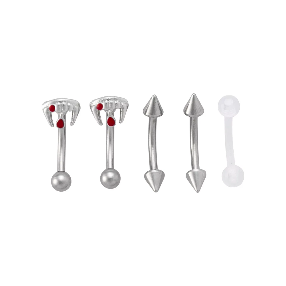 Multi-Pack CZ Bloody Fang Curved Barbells 5 Pack - 16 Gauge