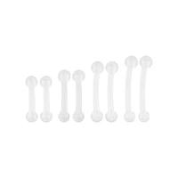 Multi-Pack Clear Curved Barbells - 8 Pack