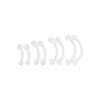 Multi-Pack Clear Curved Barbells - 8 Pack