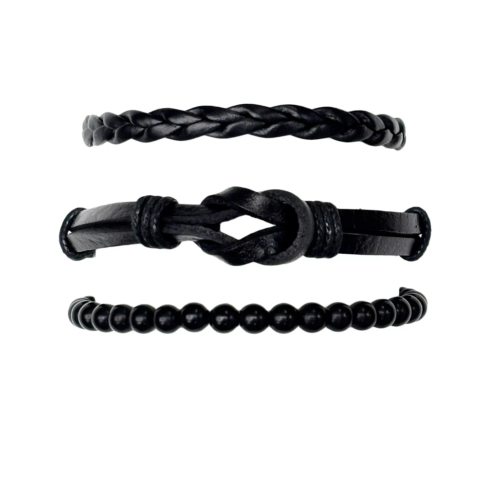 Multi-Pack Knotted Rope and Bead Bracelets - 3 Pack