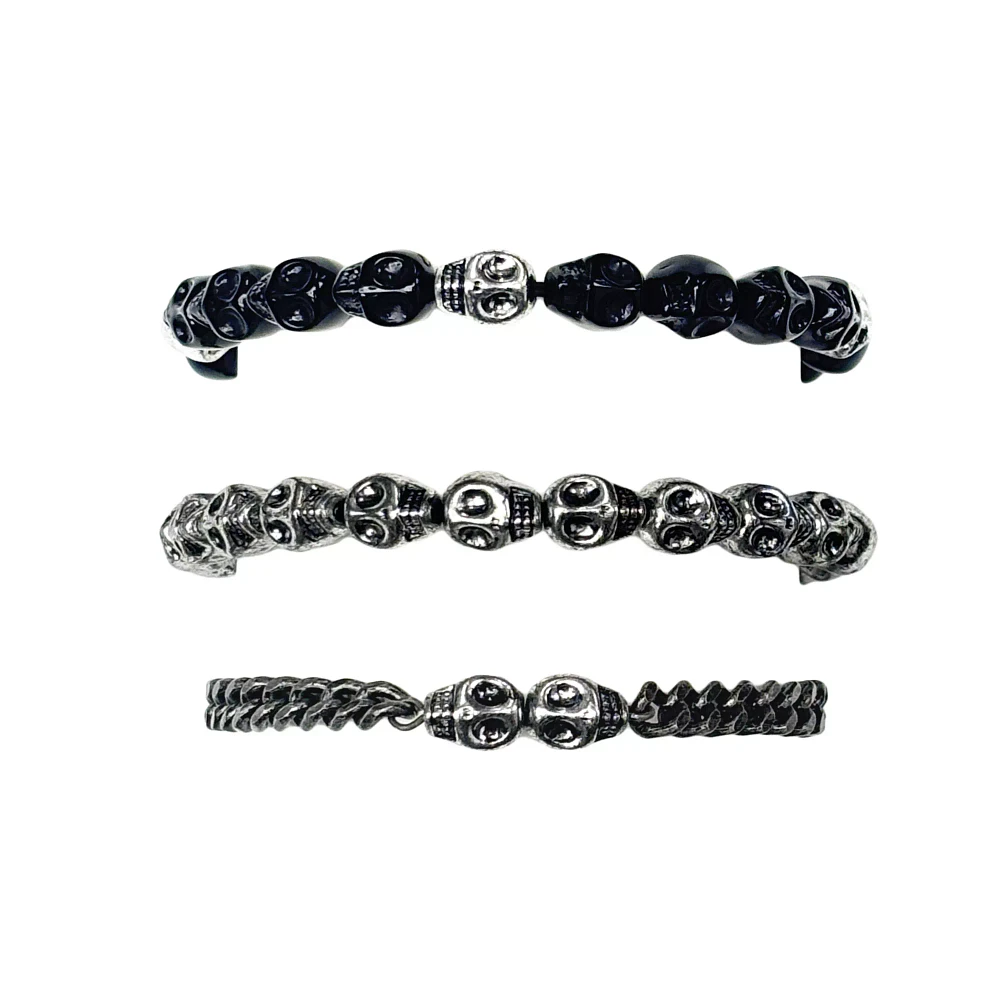 Multi-Pack Skull Head Bracelets - 3 Pack