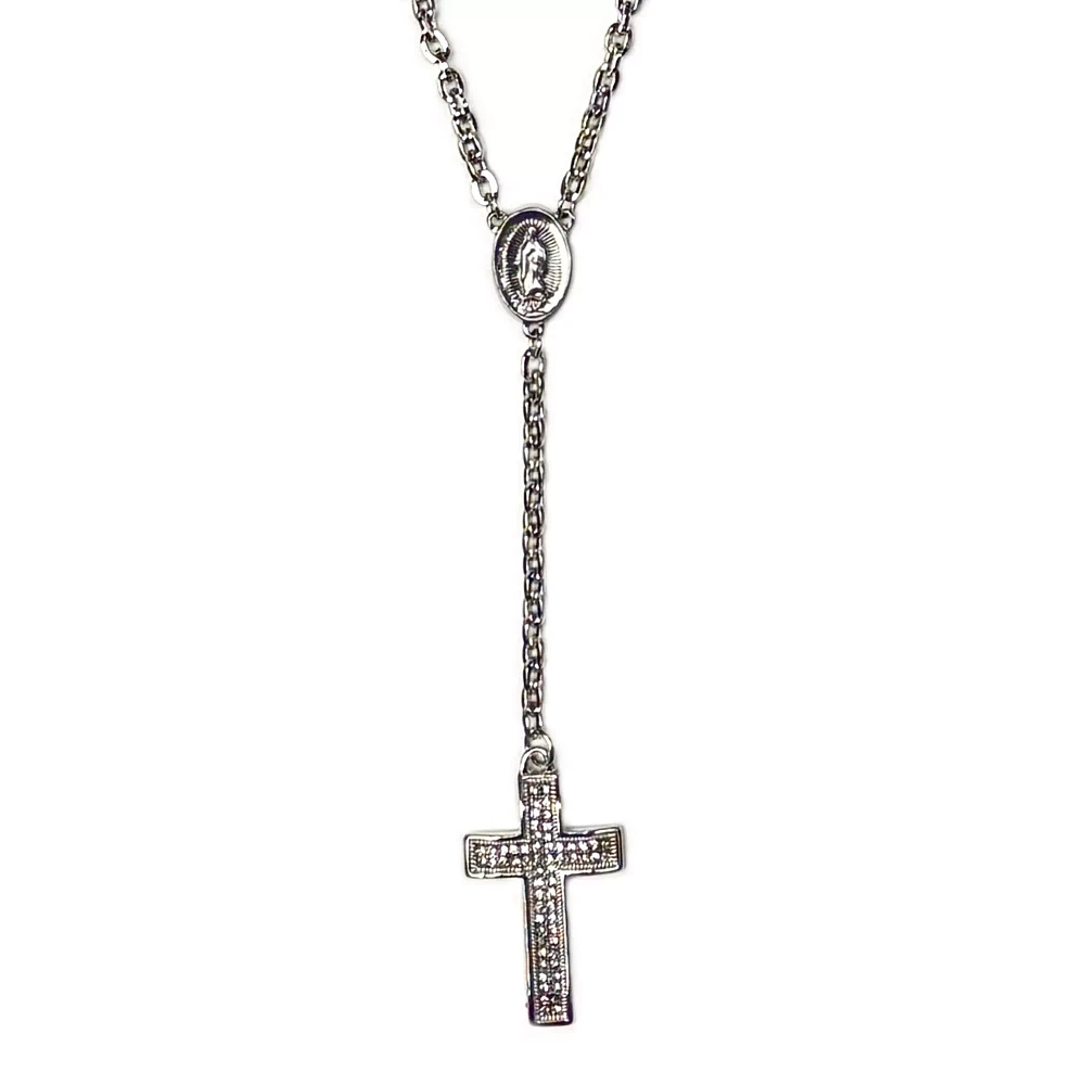 Silvertone Chain Rosary Necklace
