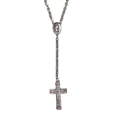 Silvertone Chain Rosary Necklace