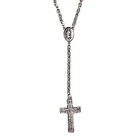 Silvertone Chain Rosary Necklace