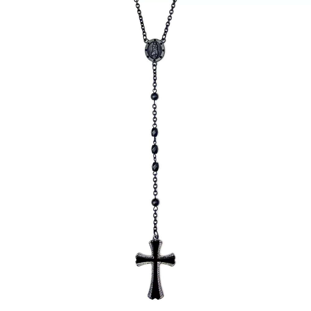 Black Chain Rosary Necklace