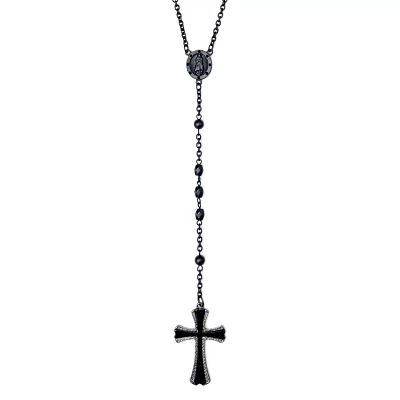 Black Chain Rosary Necklace