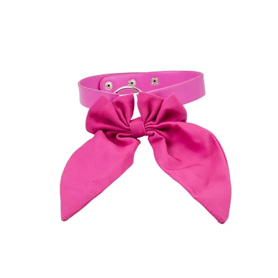 Oversized Pink Bow Choker Necklace