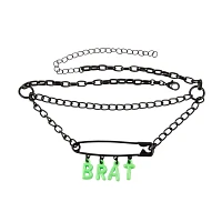 Safety Pin Brat Chain Choker Necklace