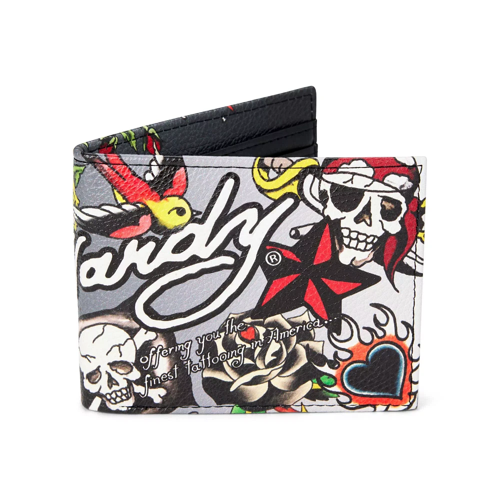 Ed Hardy Skull Tattoo Bifold Wallet