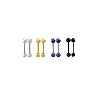 Multi-Pack Silvertone Goldtone Blue and Black Barbells 8 Pack - 14 Gauge