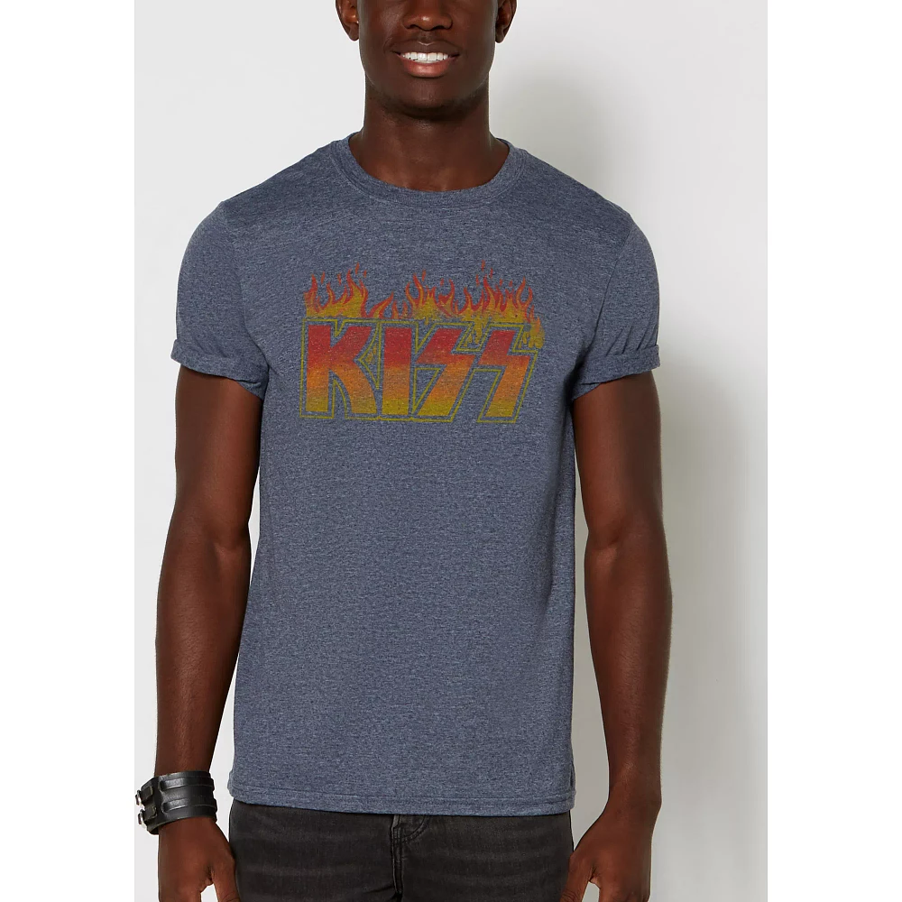 Navy Kiss on Fire T Shirt