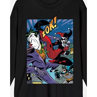 Harley Quinn and Joker Punch Long Sleeve T Shirt - DC Comic Book