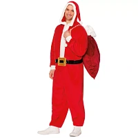Adult Santa Hooded Jumpsuit Costume