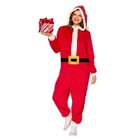 Adult Santa Hooded Jumpsuit Costume