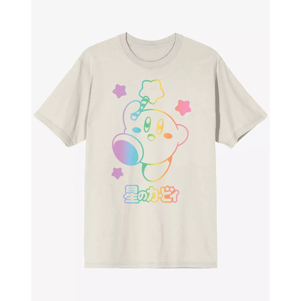 White and Rainbow Kirby T Shirt