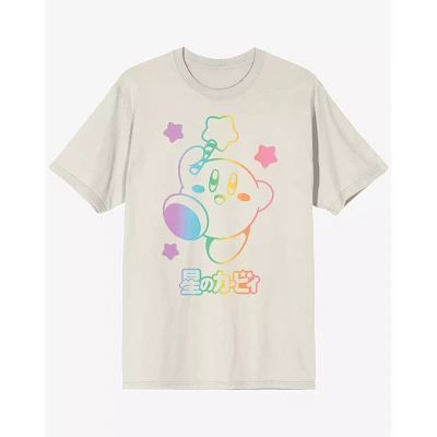 White and Rainbow Kirby T Shirt