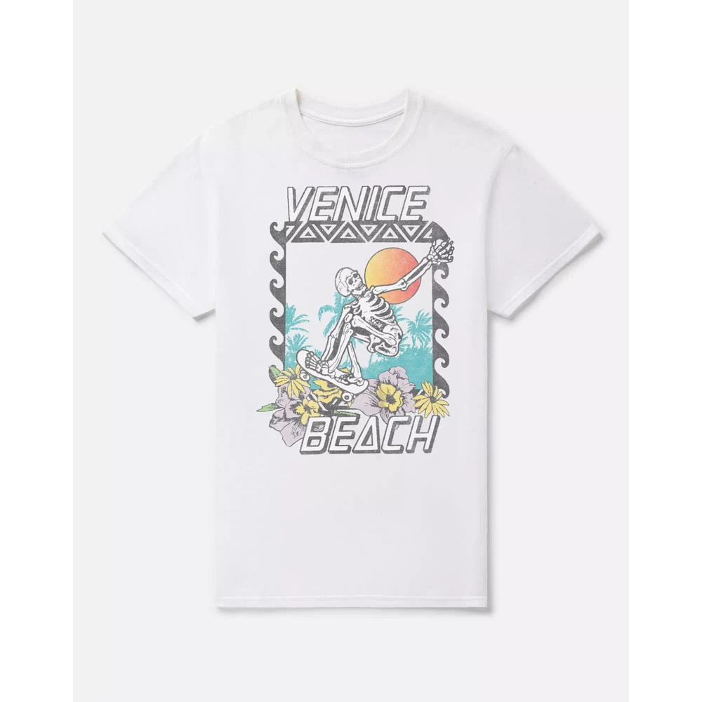 Venice Beach Skeleton Skateboarder T Shirt