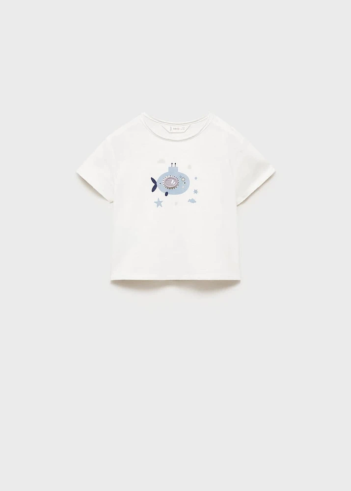 Printed cotton-blend t-shirt