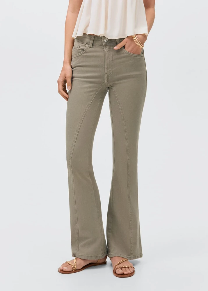 Decorative seam flared jeans