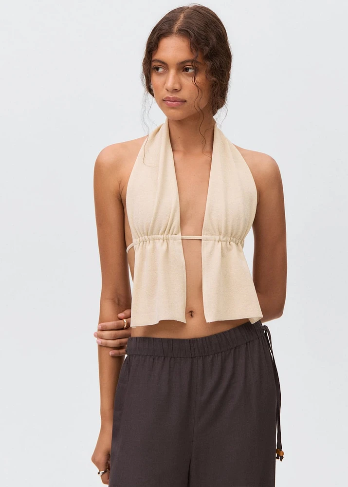 Lurex-knit halter top