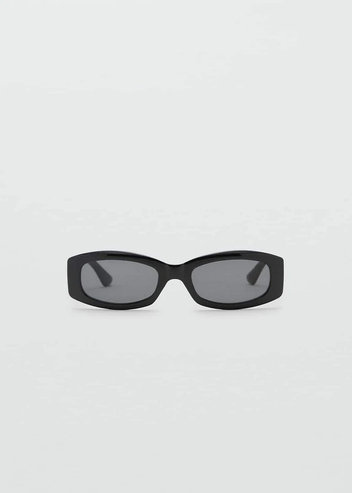 Contrasting rectangular-frame sunglasses