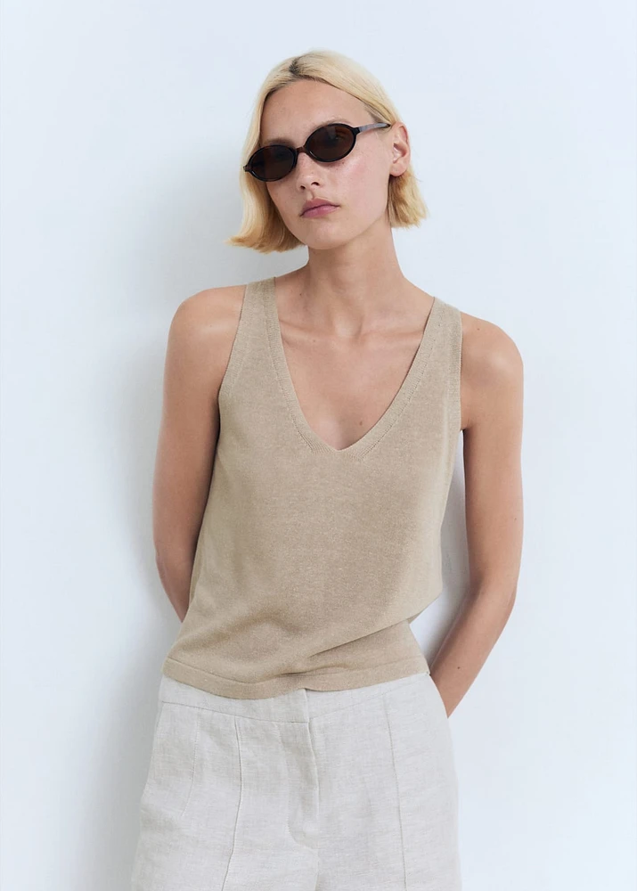 V-neck knit top