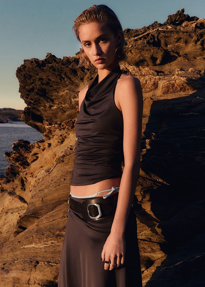 Draped halter top