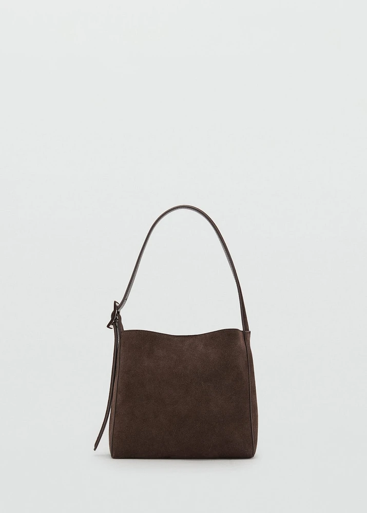 Suede leather shopper bag