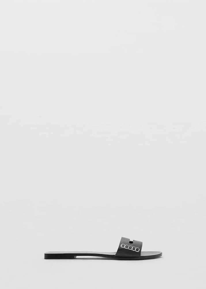 Leather sandals with a wide strap