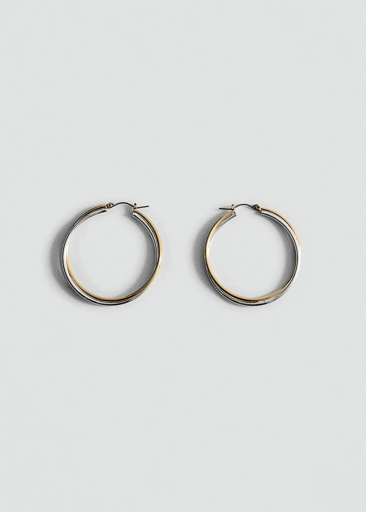 Two-tone double-hoop earrings