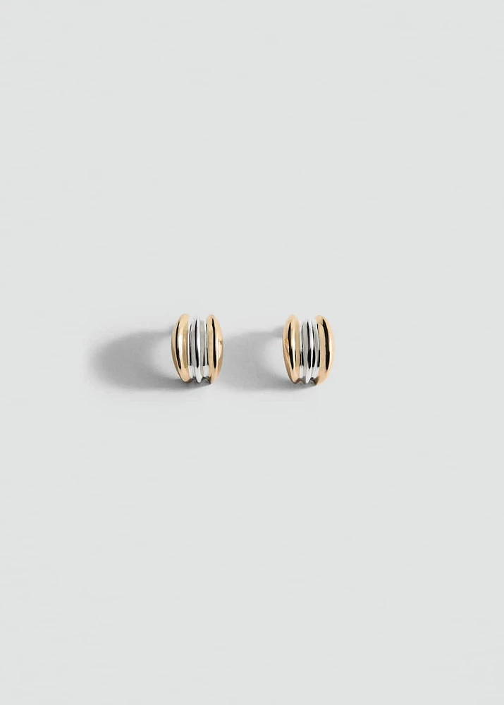Hoop earrings with two-tone relief