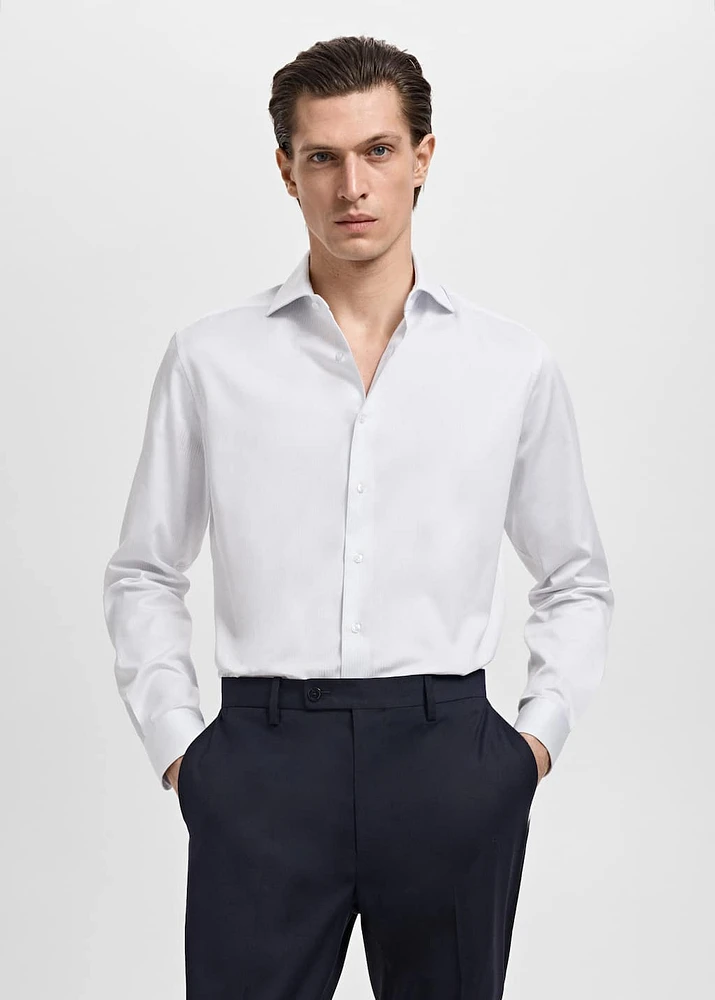 Slim fit cotton striped suit shirt
