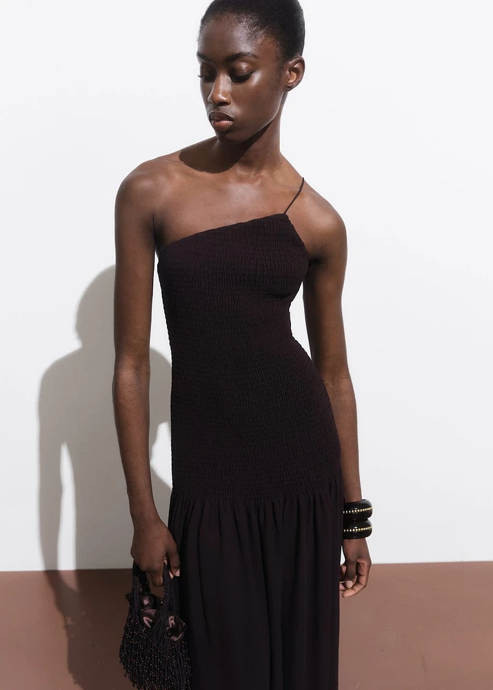 Asymmetrical dress with gathered body