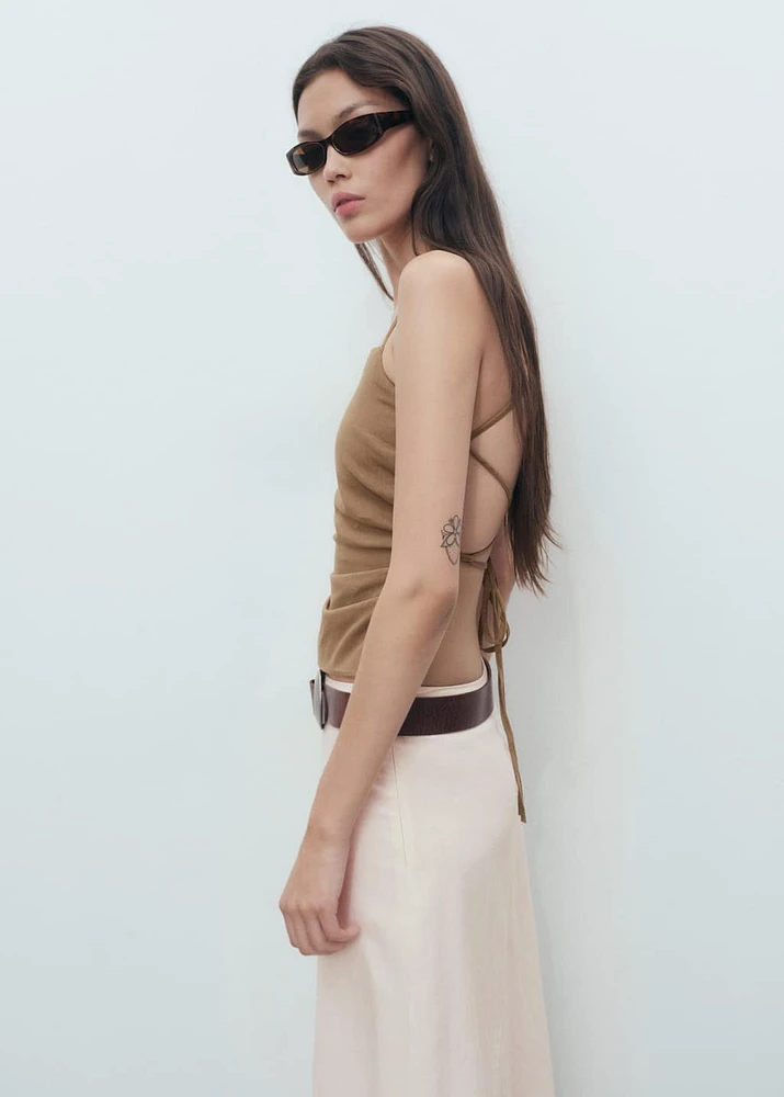 Cross-back draped top