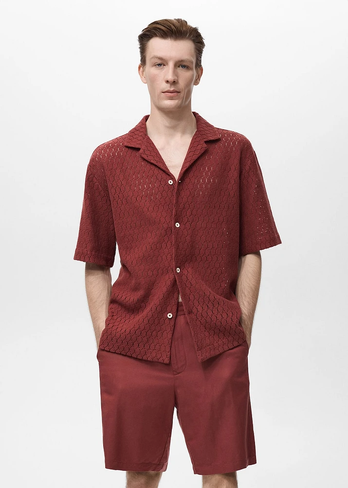 Cotton blouse with openwork detail