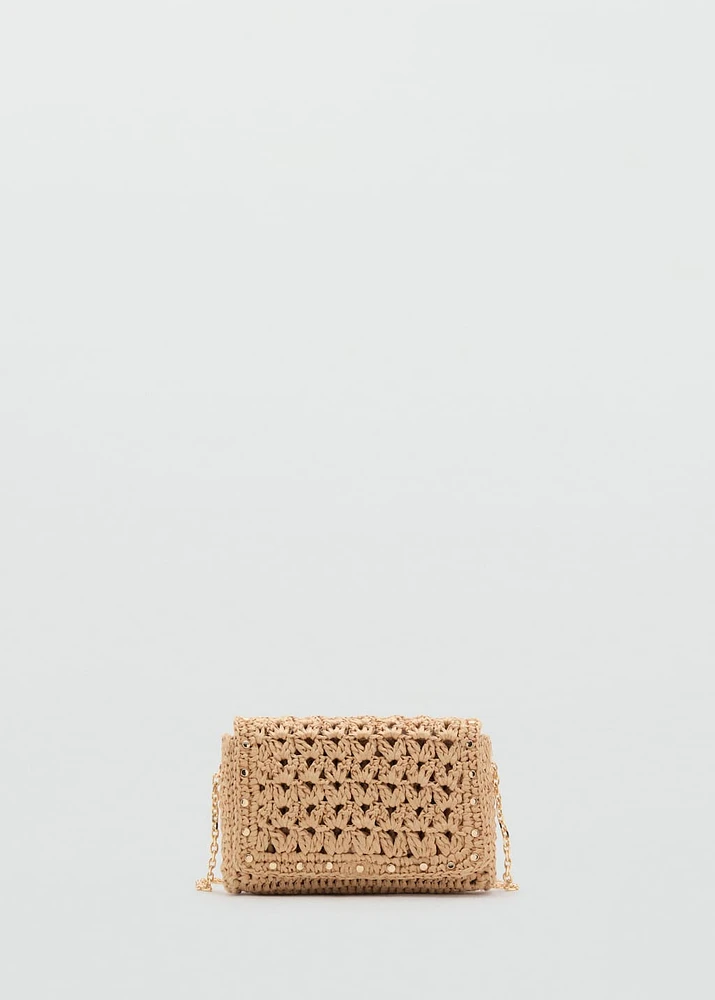 Mini natural fiber crossbody bag