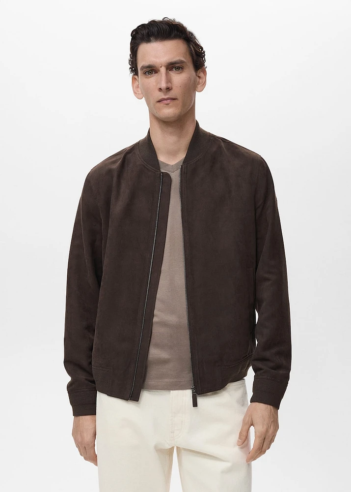 Suede-effect bomber jacket