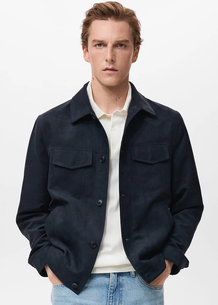 Suede leather-effect overshirt