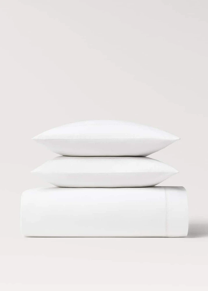 Cotton percale duvet cover with hemstitch for 90 cm bed